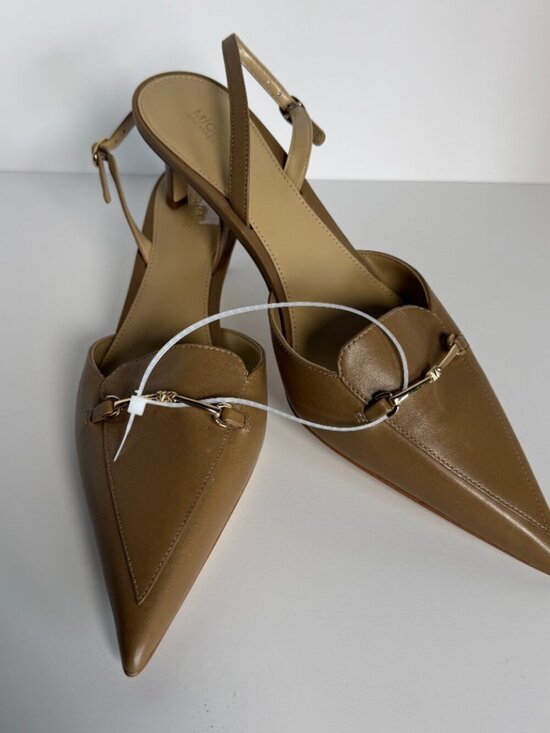 Michael Kors Shoes - Michael Kors Lena Sling Pumps Natural Sz 9.5M Horsebit Hardware NWOT